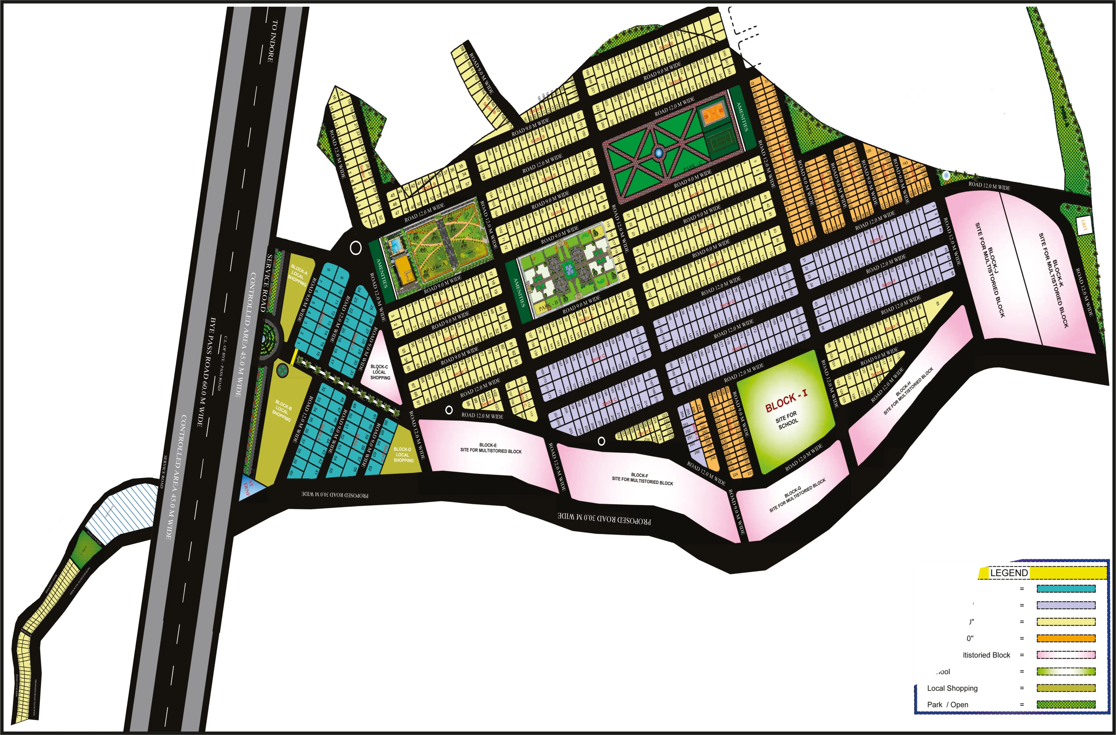 Chinar Hills 105.5-Acre Township Layout Map 6000px High-Resolution
