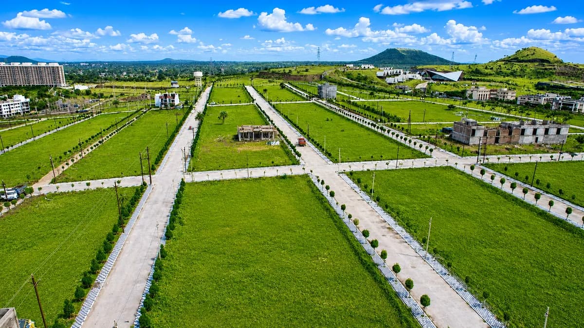Aerial view of premium residential plots at Chinar Hills