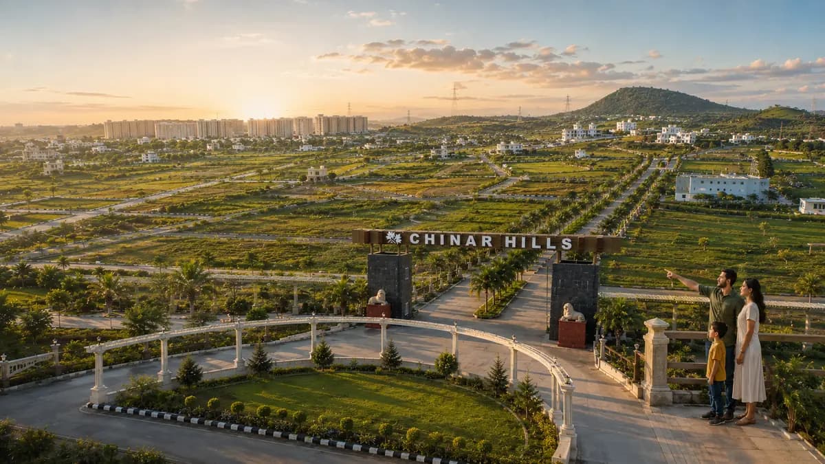Aerial view of Chinar Hills and its green landscaped surroundings