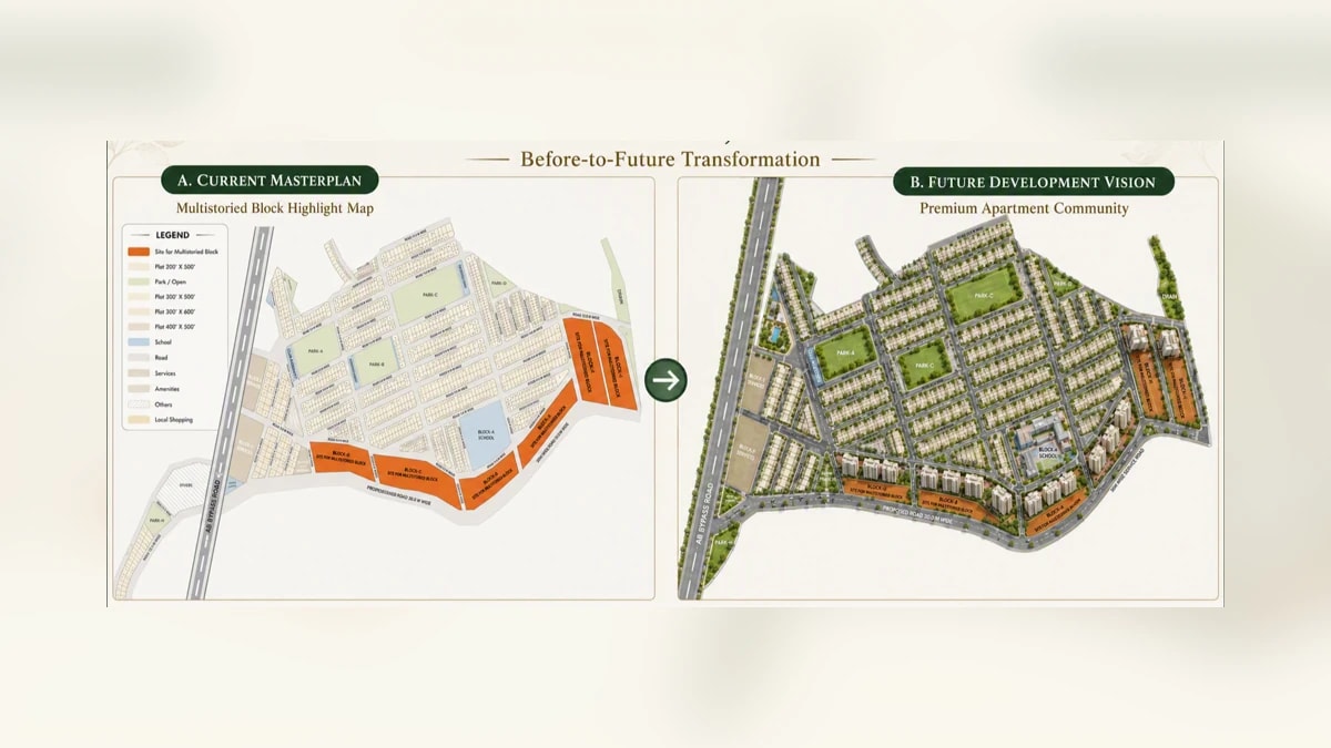 Chinar Hills current masterplan and future development vision comparison. Click to open 6000px high-resolution layout map.